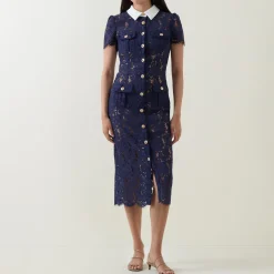 Outlet SELF-PORTRAIT Bouclé Knit Bow Flared Dress