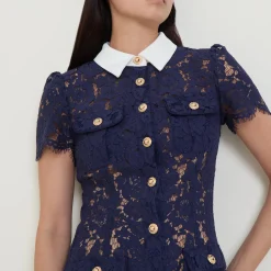 Outlet SELF-PORTRAIT Bouclé Knit Bow Flared Dress