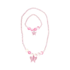 Boutique Holo Pink Crystal Two-Piece Bracelet & Necklace Set