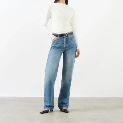 New ANINE BING Bray Ruched Long-Sleeved Top