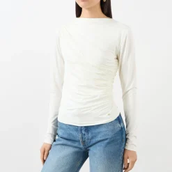 New ANINE BING Bray Ruched Long-Sleeved Top