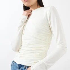 New ANINE BING Bray Ruched Long-Sleeved Top