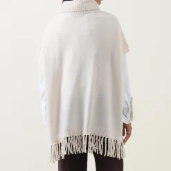 Cable Knit Fringed Cape