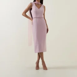 Cape-Sleeve Pencil Dress