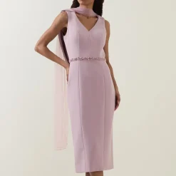 Cape-Sleeve Pencil Dress