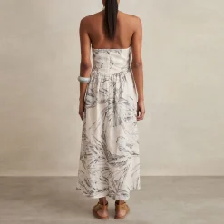 Online REISS Carla Palm-Print Linen Dress