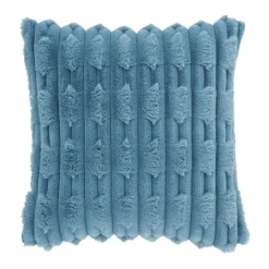 Outlet BIANCA Carved Faux Fur Cushion Blue