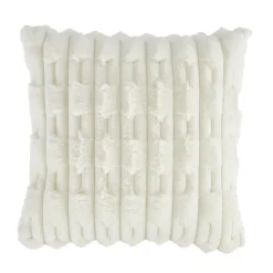 Outlet BIANCA Carved Faux Fur Cushion Cream