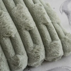 New BIANCA Carved Faux Fur Cushion Sage