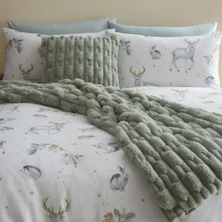 New BIANCA Carved Faux Fur Cushion Sage