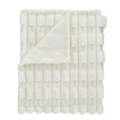 Carved Faux Fur Throw Cream