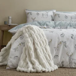 Carved Faux Fur Throw Cream