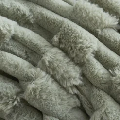 Fashion BIANCA Carved Faux Fur Throw Sage