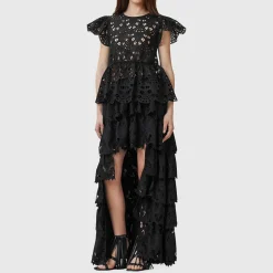 Sale ALLSAINTS Cavarly Tiered Broderie High-Low Skirt