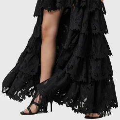 Sale ALLSAINTS Cavarly Tiered Broderie High-Low Skirt