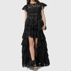 Sale ALLSAINTS Cavarly Tiered Broderie High-Low Skirt