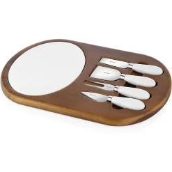 Ceramic & Wood Cheese Board Five-Piece Set