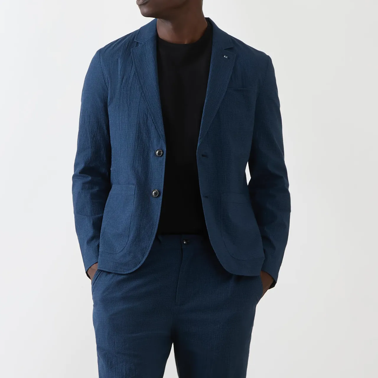 Online SCOTCH & SODA Check Seersucker Single-Breasted Blazer