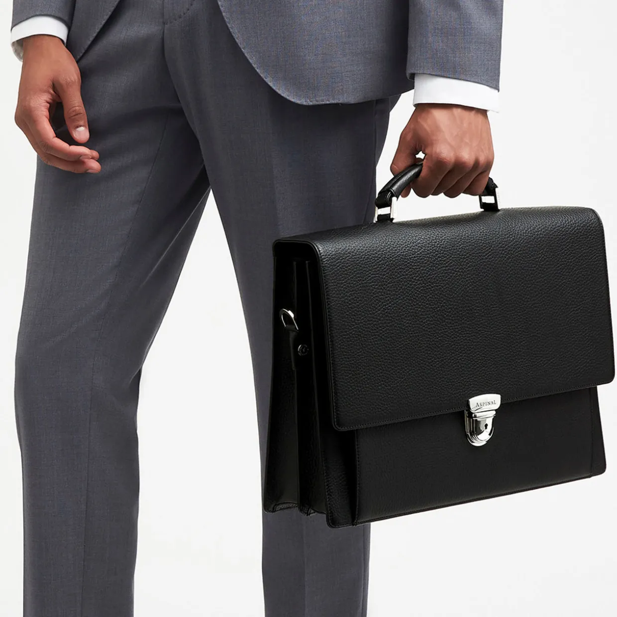 City Grained Leather Briefcase