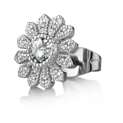 Clear Stone Flower Stud Earrings