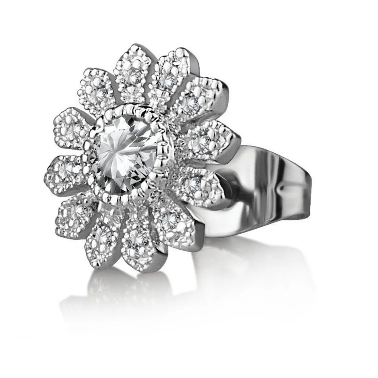 Clear Stone Flower Stud Earrings