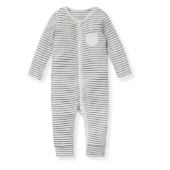 Clever Zip Striped Logo Sleepsuit