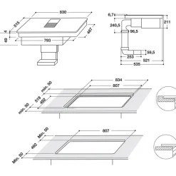 Hot HOTPOINT 83cm Induction with Integrated Extractor and Ceramic Filter Included