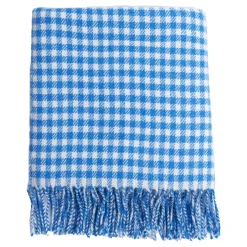 Cornish Blue Gingham Lambswool Baby Blanket