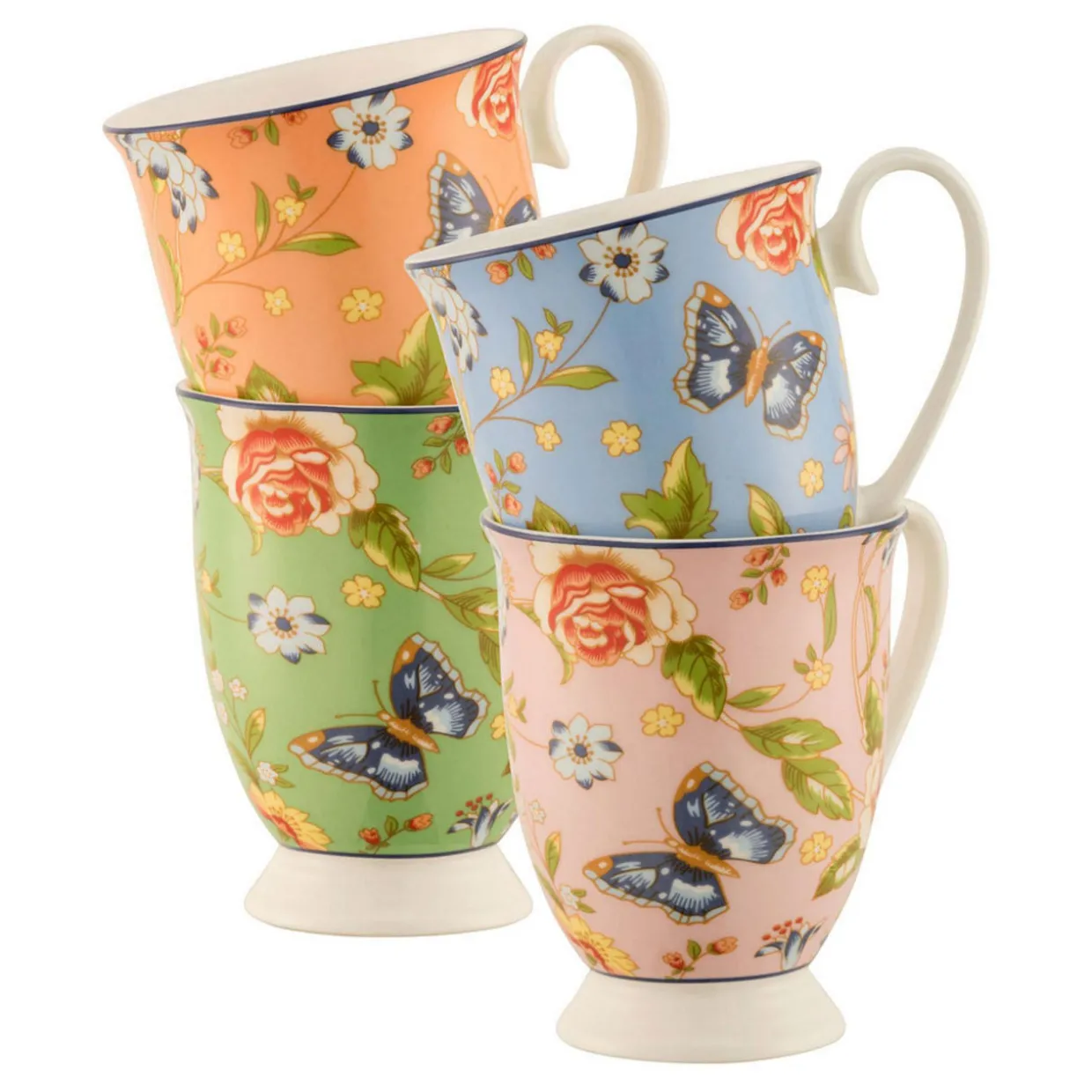 Cottage Garden Footed Mugs Set