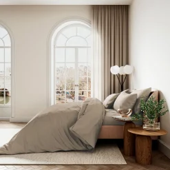 Best BEDECK BELFAST Cotton Sateen Fitted Sheet Truffle