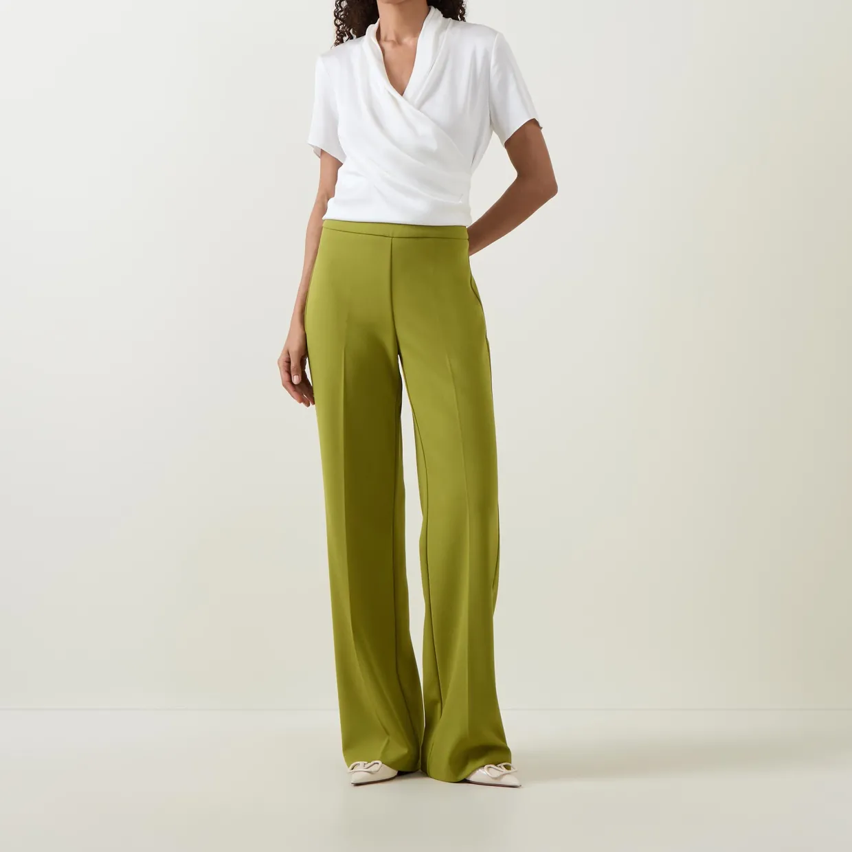 Crepe-Knit Wide Leg Trousers