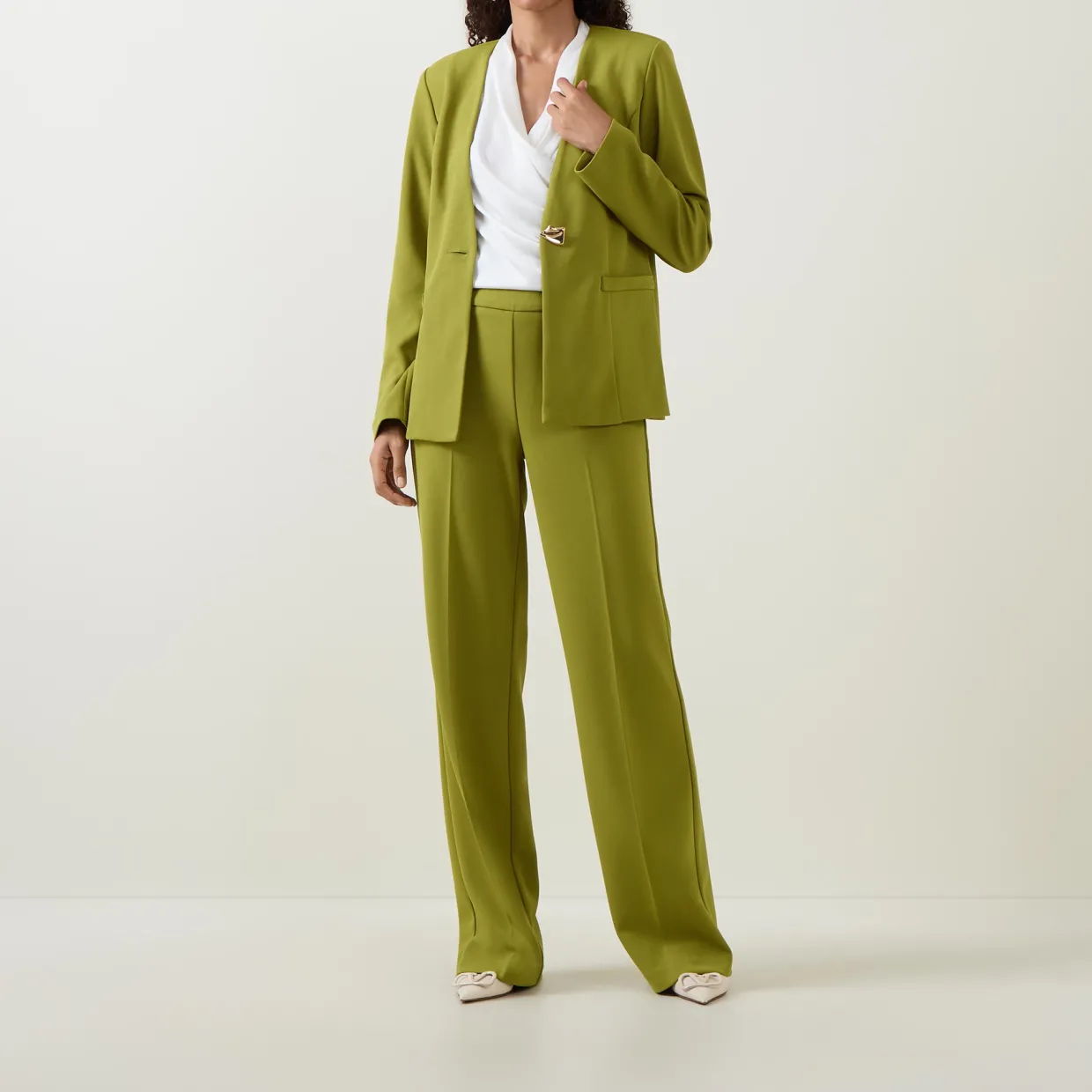 Crepe-Knit Wide Leg Trousers