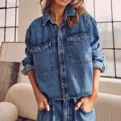 Cropped Denim Shirt