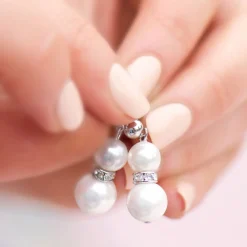 Clearance NEWBRIDGE SILVERWARE Crystal Pearl Drop Earrings