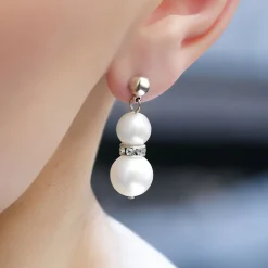 Clearance NEWBRIDGE SILVERWARE Crystal Pearl Drop Earrings