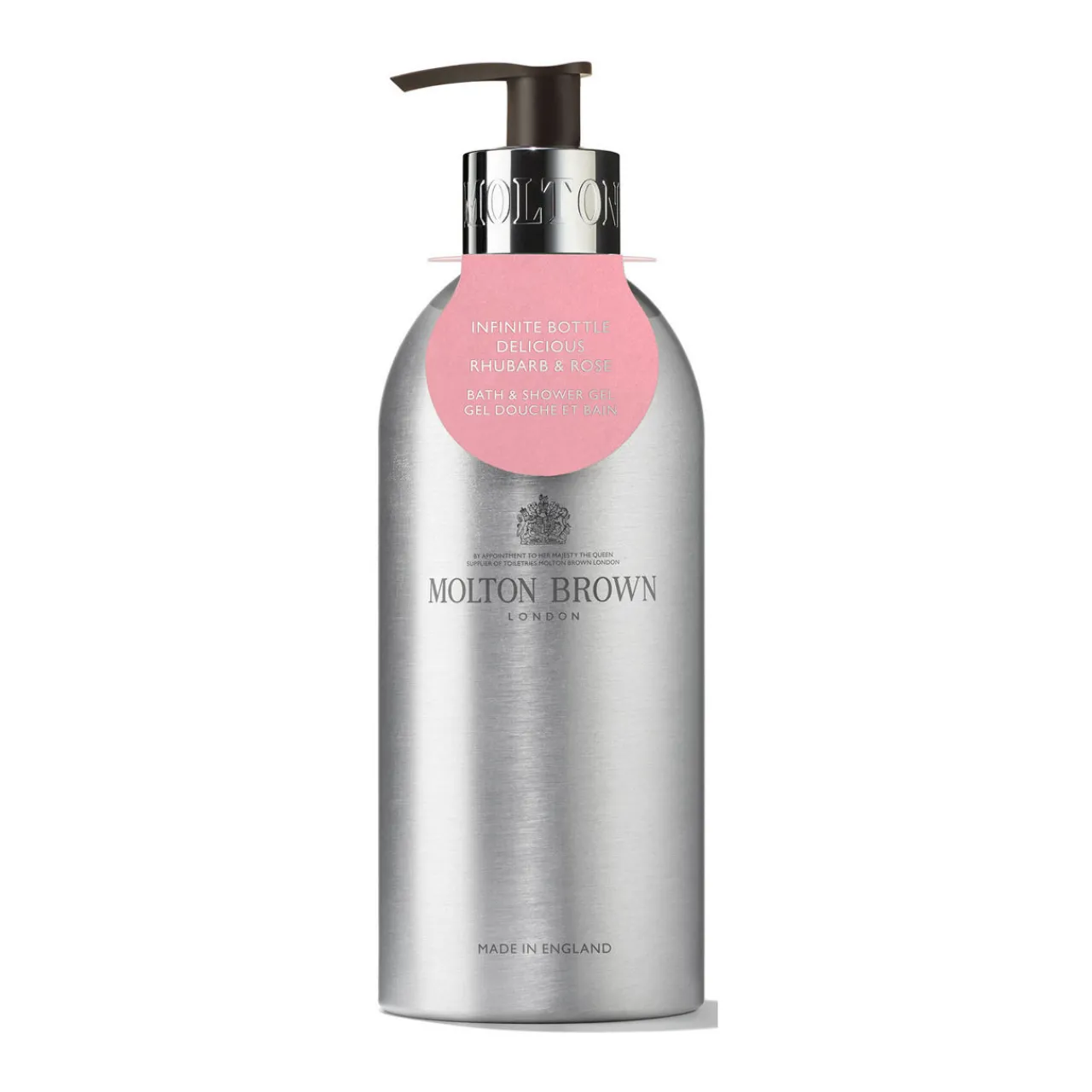 New MOLTON BROWN Delicious Rhubarb and Rose Bath & Shower Gel Infinite Bottle 400ml