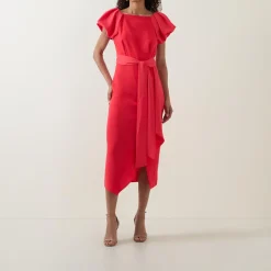 Discount CAROLINE KILKENNY Della Puff-Sleeve Belted Asymmetric Dress