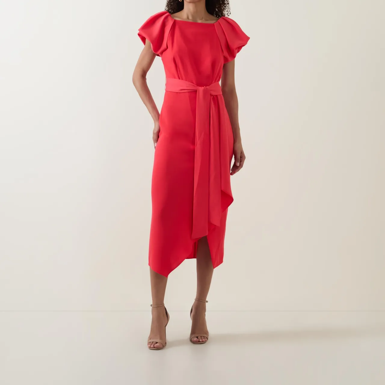 Discount CAROLINE KILKENNY Della Puff-Sleeve Belted Asymmetric Dress