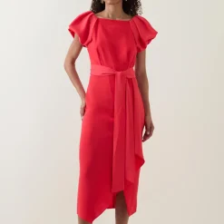 Discount CAROLINE KILKENNY Della Puff-Sleeve Belted Asymmetric Dress