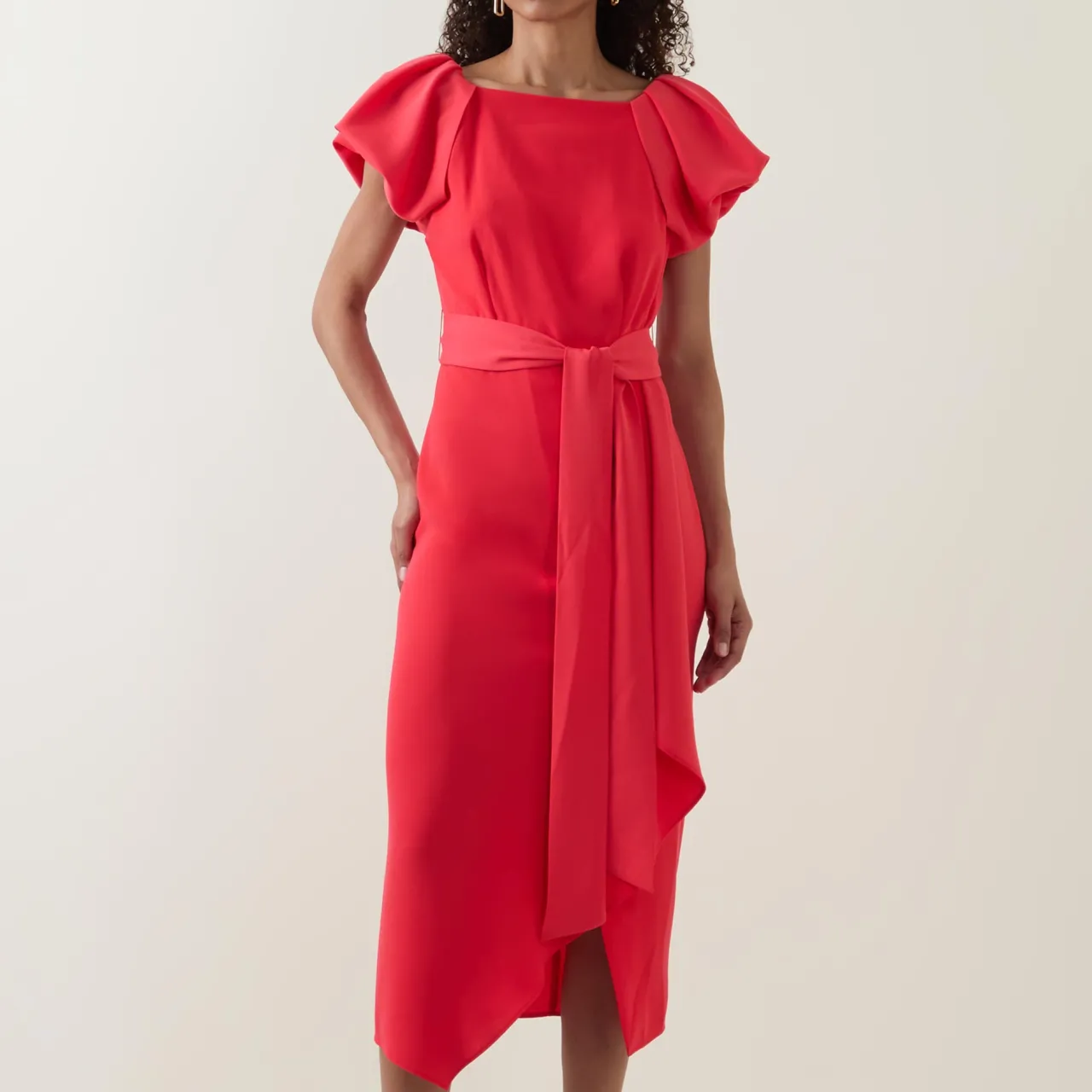 Discount CAROLINE KILKENNY Della Puff-Sleeve Belted Asymmetric Dress