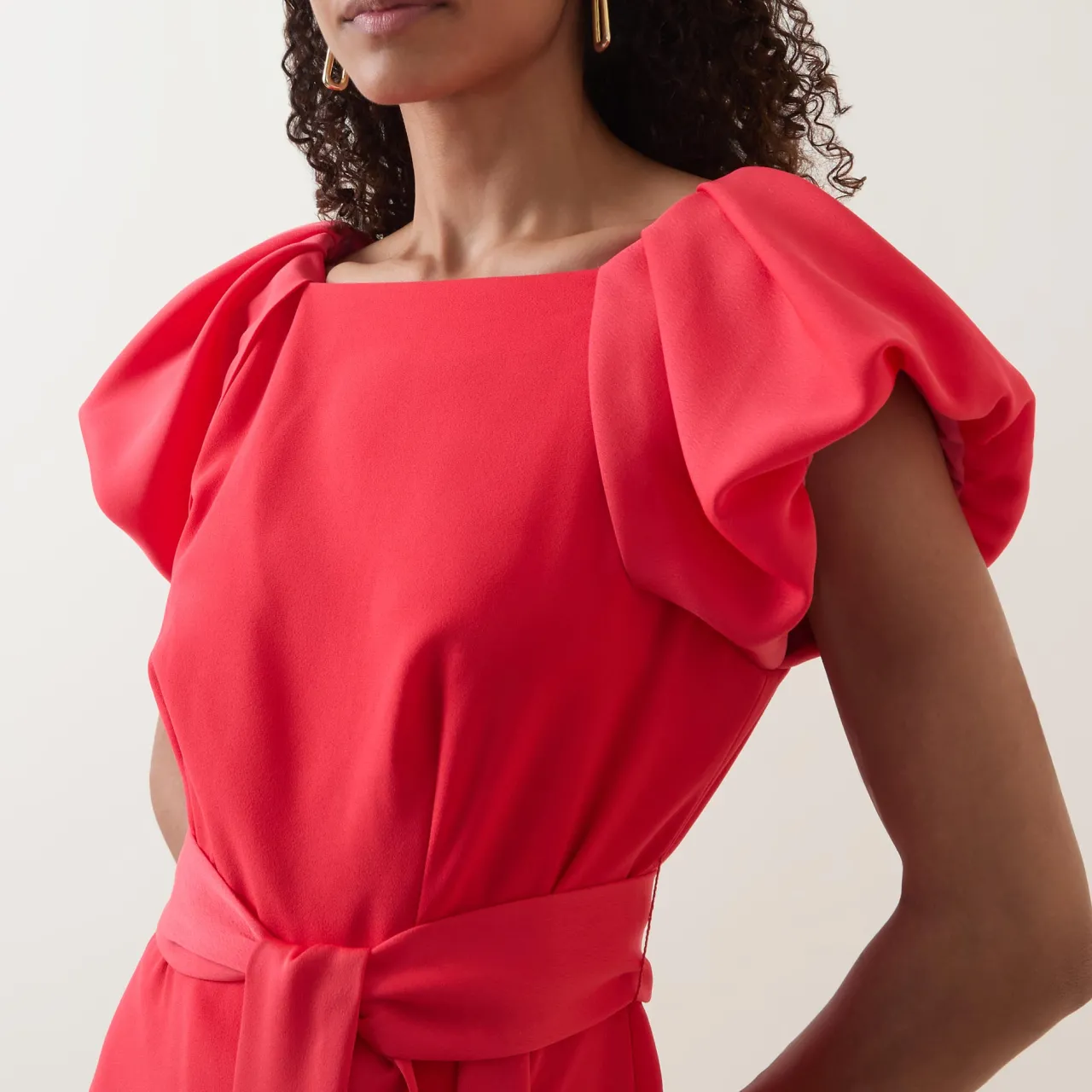 Discount CAROLINE KILKENNY Della Puff-Sleeve Belted Asymmetric Dress