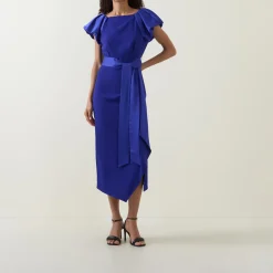 Hot CAROLINE KILKENNY Della Puff-Sleeve Belted Asymmetric Dress