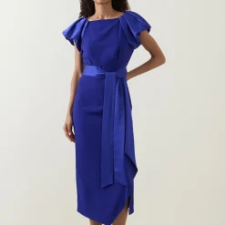 Hot CAROLINE KILKENNY Della Puff-Sleeve Belted Asymmetric Dress