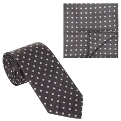 Fashion GILT EDGE Dotted Textured Tie & Pocket Square