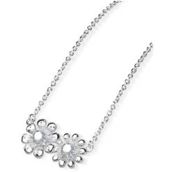 Double Flower Crystal Embellished Necklace