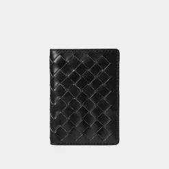 Double Fold Woven Leather Cardholder