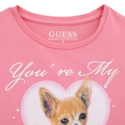 Fashion GUESS Drop Heart Logo Cropped T-Shirt