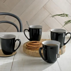 Elements Black Set of Four Coffee Mugs