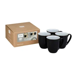 Elements Black Set of Four Coffee Mugs