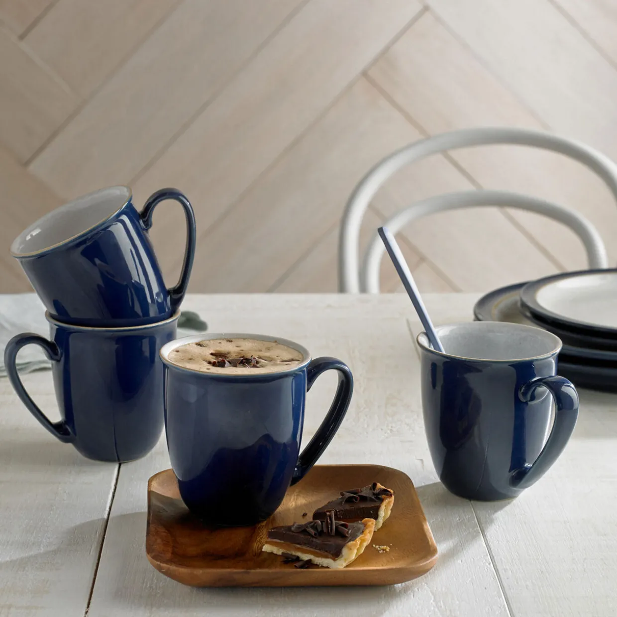 Elements Dark Blue Set of Four Coffee Mugs